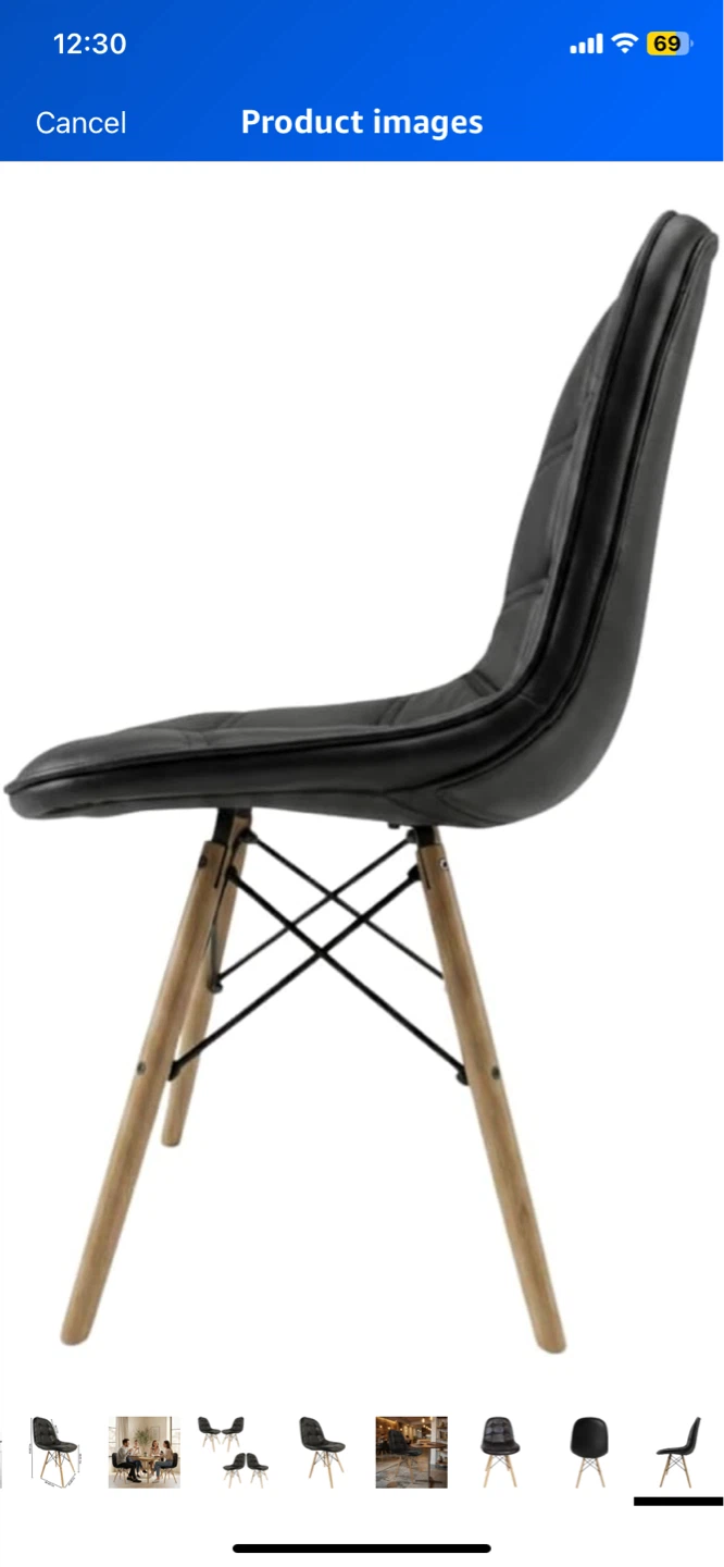 Black Upholstered Dining Chair with Wood Legs - photo 3