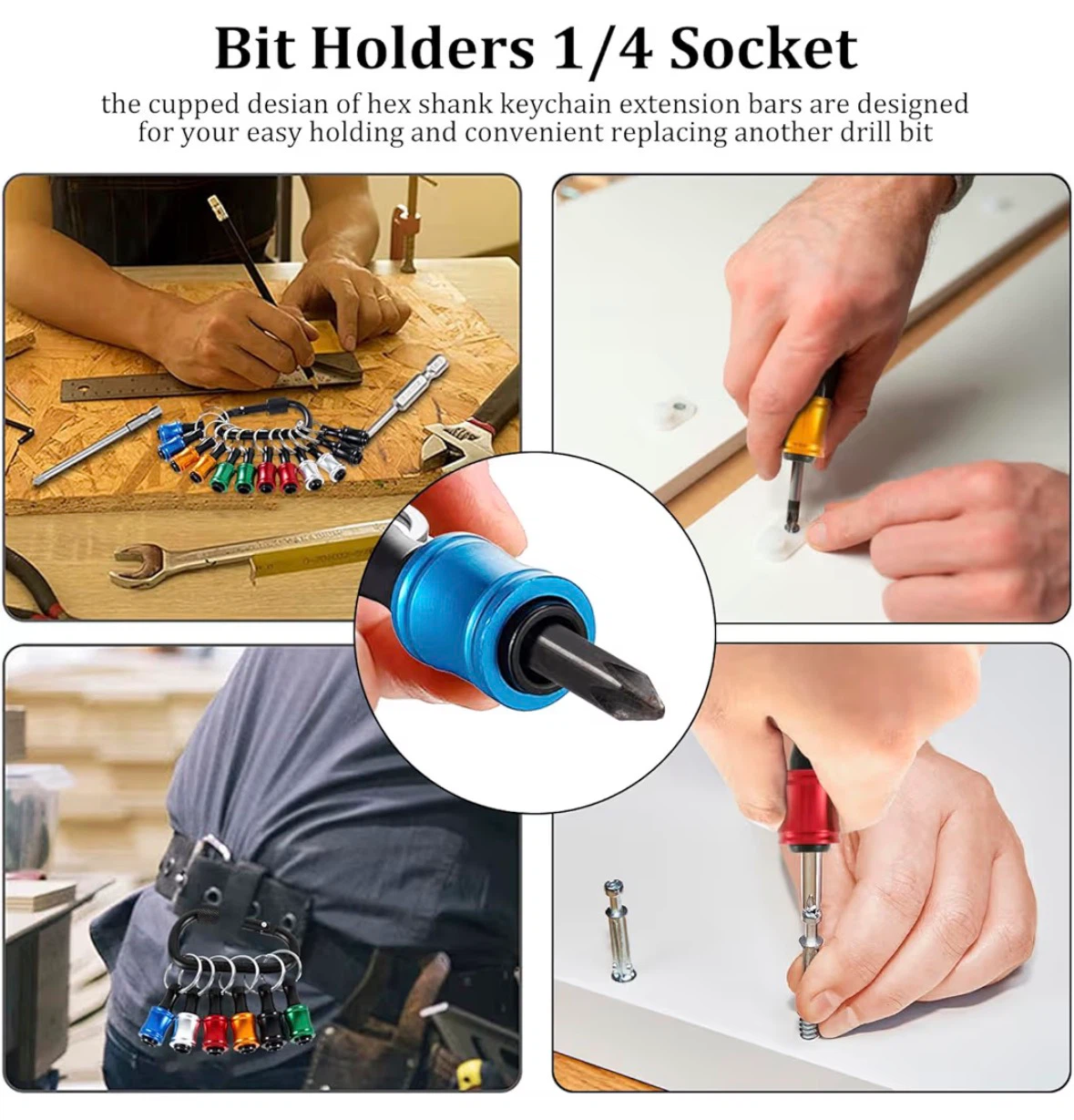 ⚽️ 1/4 Inch Hex Bit Holder Keychain Extension Bar