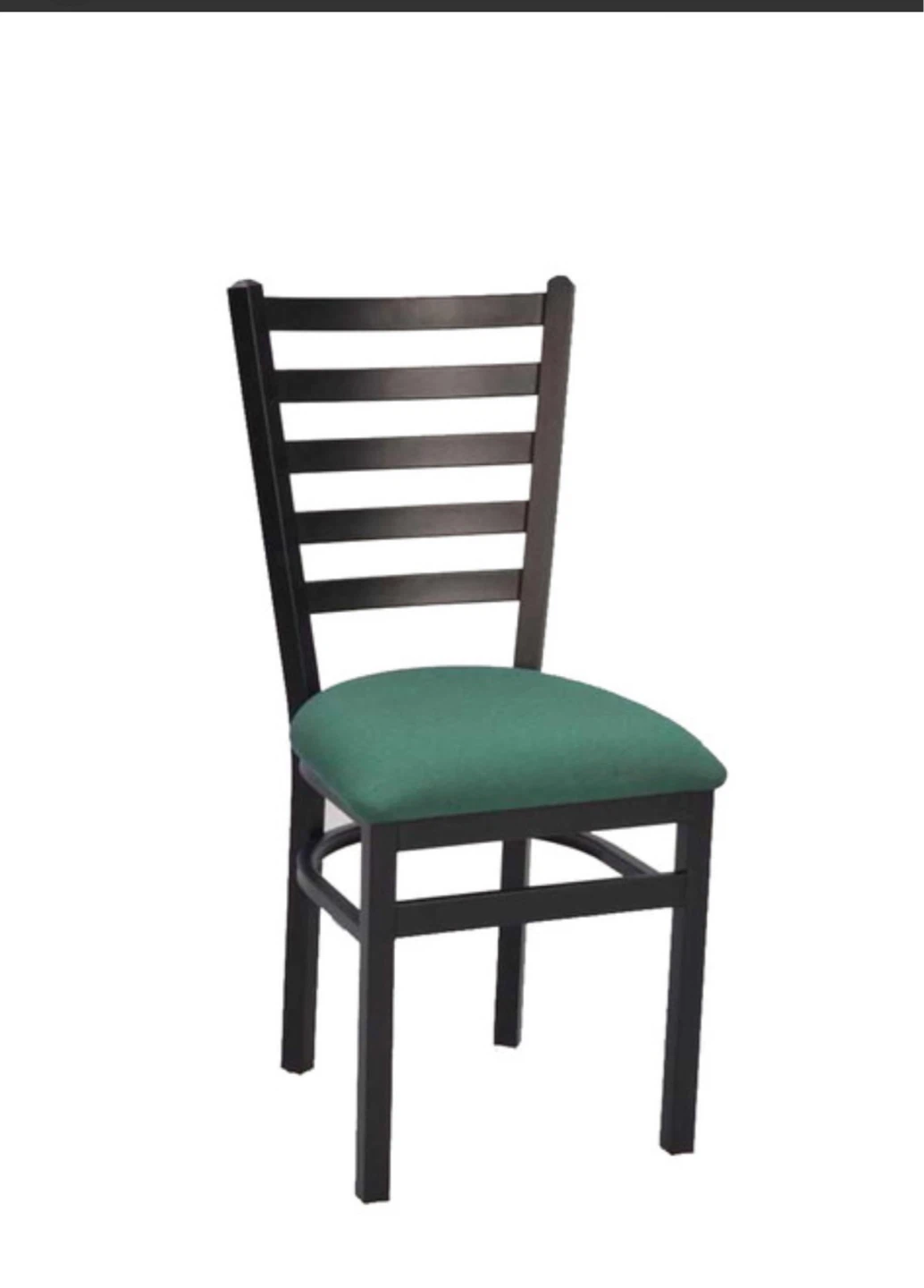 Dark Wood Chair with Green Upholstered Seat