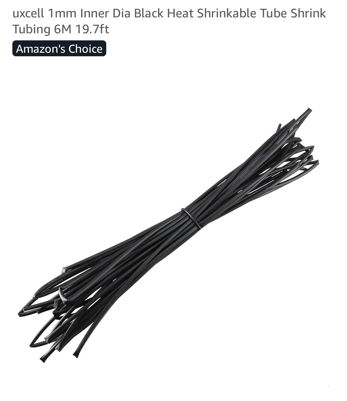 ⚽️ 1mm Inner Dia Black Heat Shrinkable Tube Tubing 6M 19.7ft
