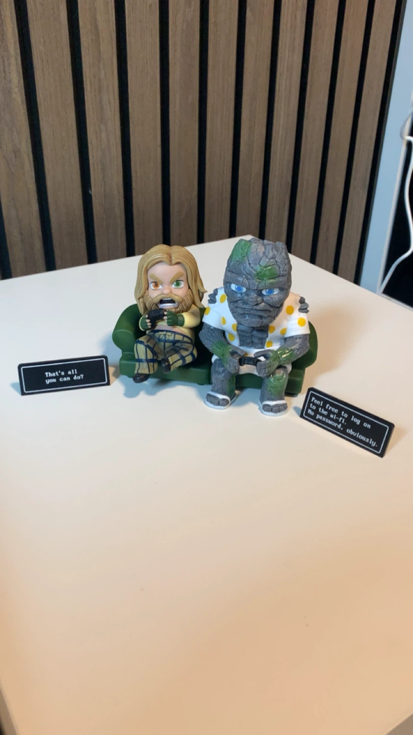 Marvel Thor and Korg Figures with Couch