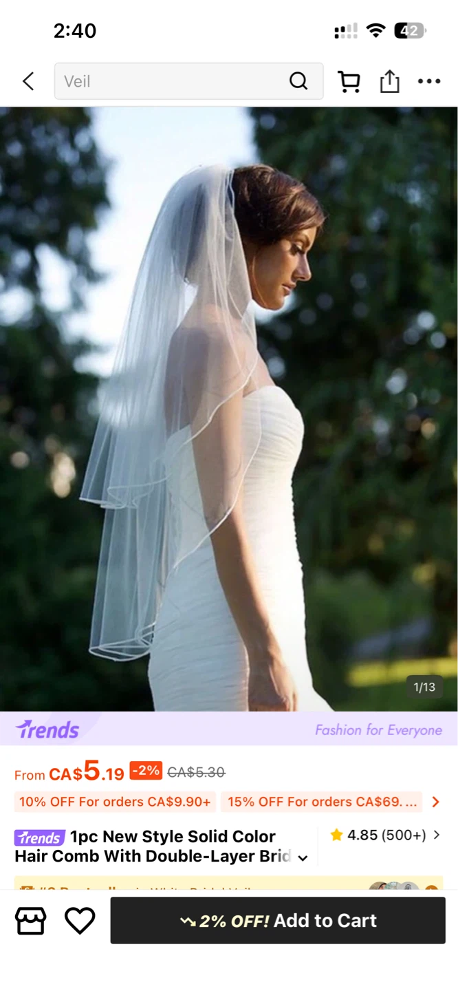 Shein White Wedding Veil & 3 Type Lace Scarf
