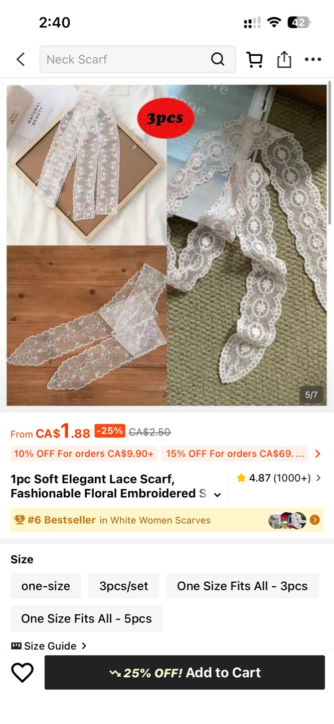 Shein White Wedding Veil & 3 Type Lace Scarf - photo 2