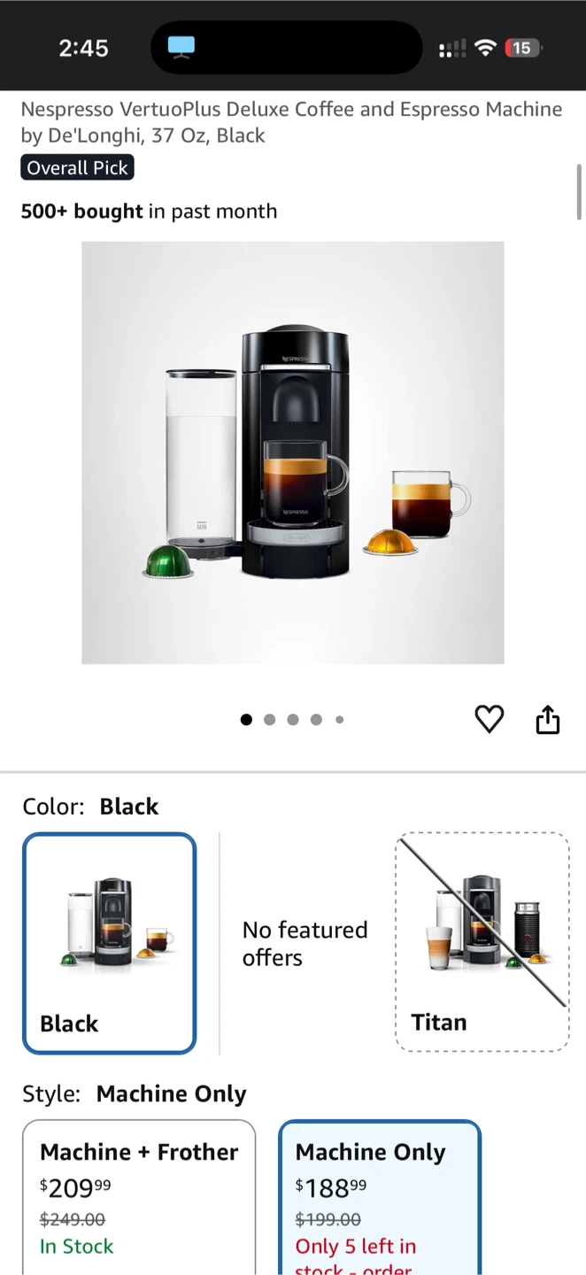 Nespresso VertuoPlus Deluxe Coffee and Espresso Machine - photo 2