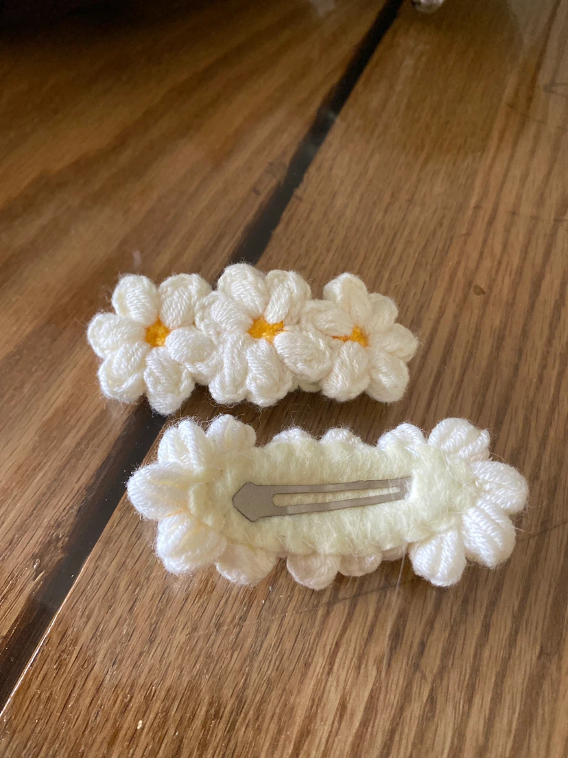 Handmade Crochet Sunflower & Mushroom Headbands with Daisy Clips - photo 2
