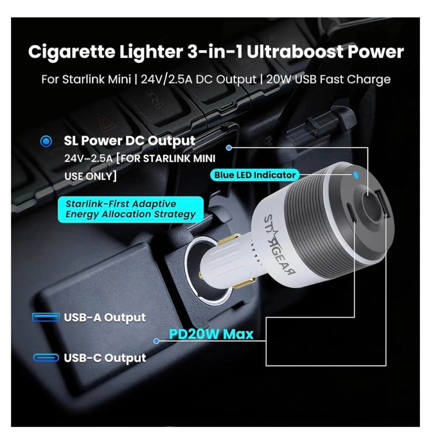 Starlink Mini 60W Ultraboost Car Power Converter - photo 3