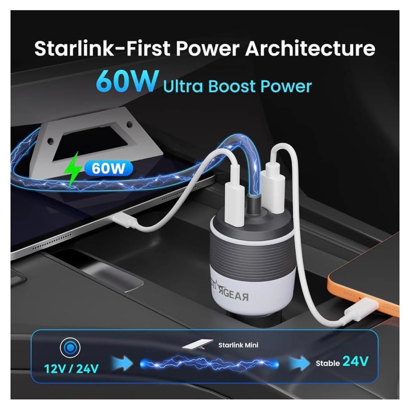 Starlink Mini 60W Ultraboost Car Power Converter - photo 2