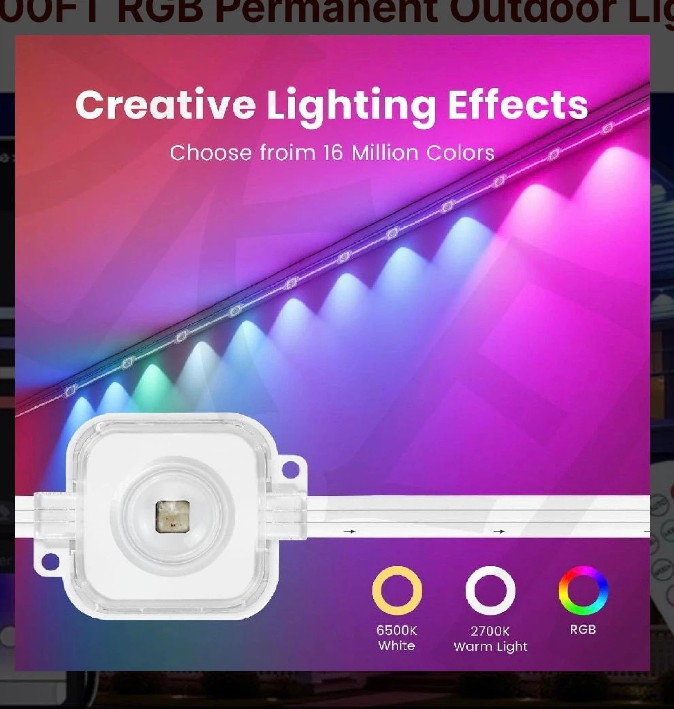 100FT RGB Permanent Outdoor LED Lights - photo 2