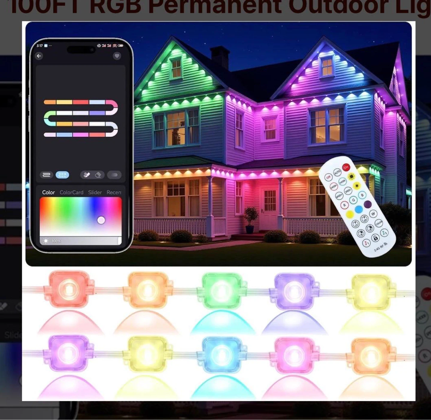 100FT RGB Permanent Outdoor LED Lights