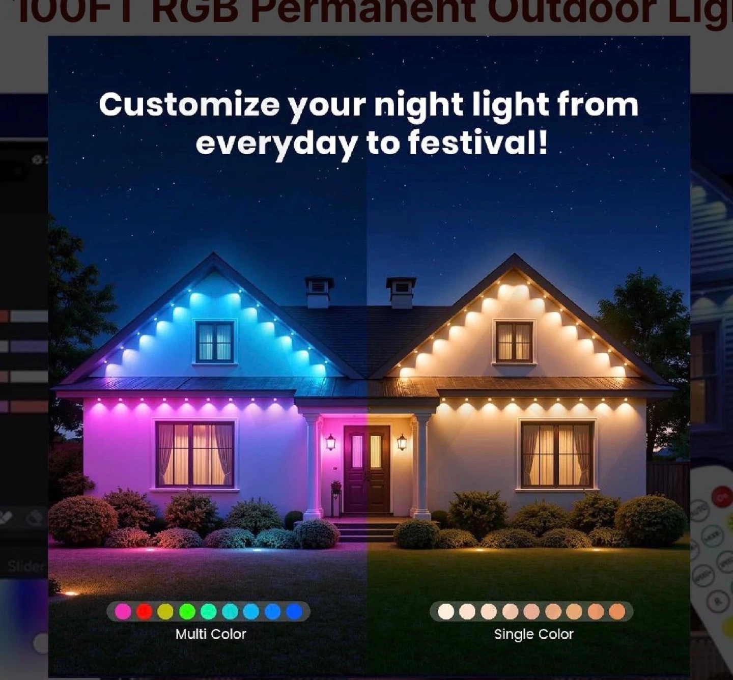 100FT RGB Permanent Outdoor LED Lights - photo 3