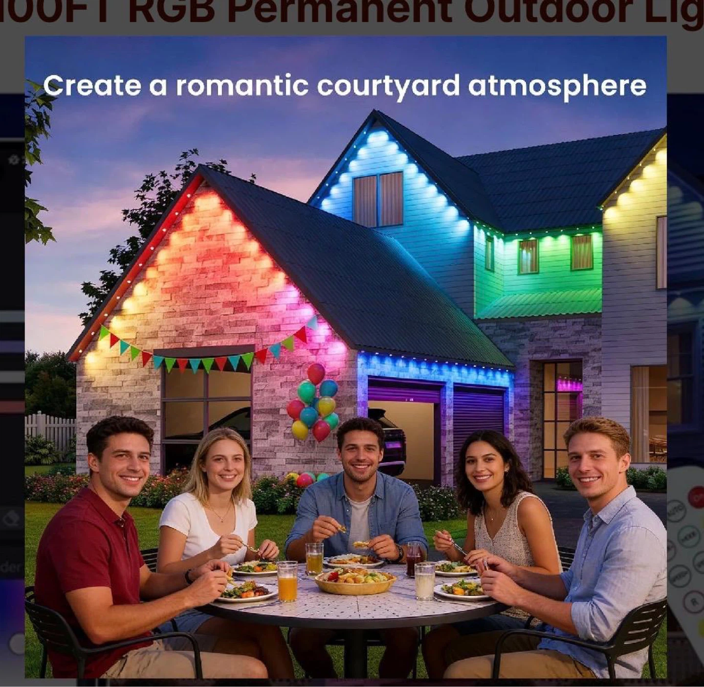 100FT RGB Permanent Outdoor LED Lights - photo 4
