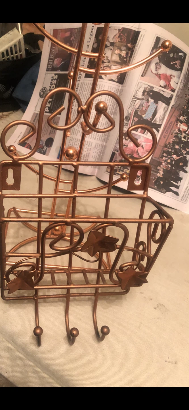 Copper Mug Tree with Basket