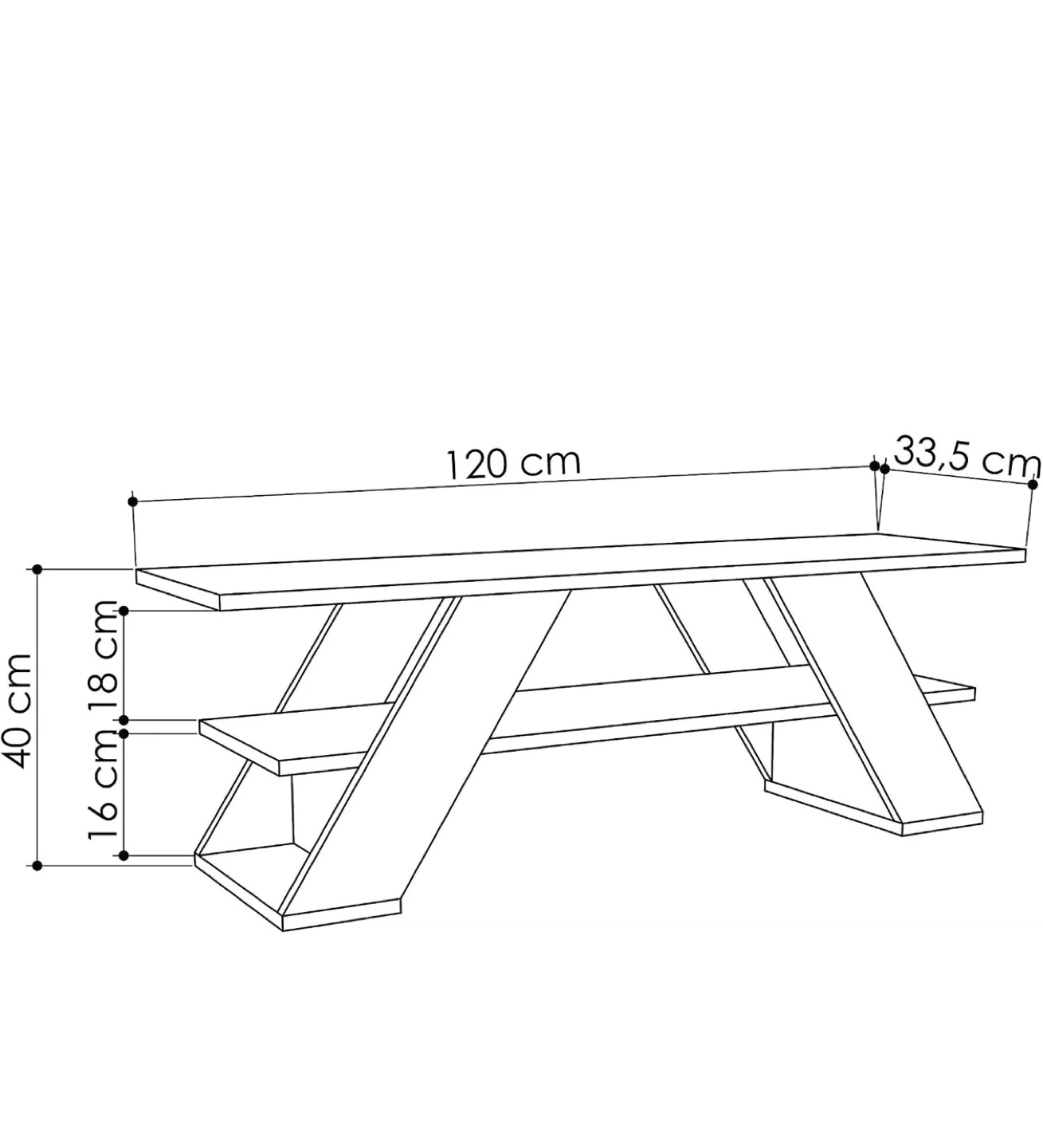 Oak Finish TV Stand with Two Shelves - photo 2