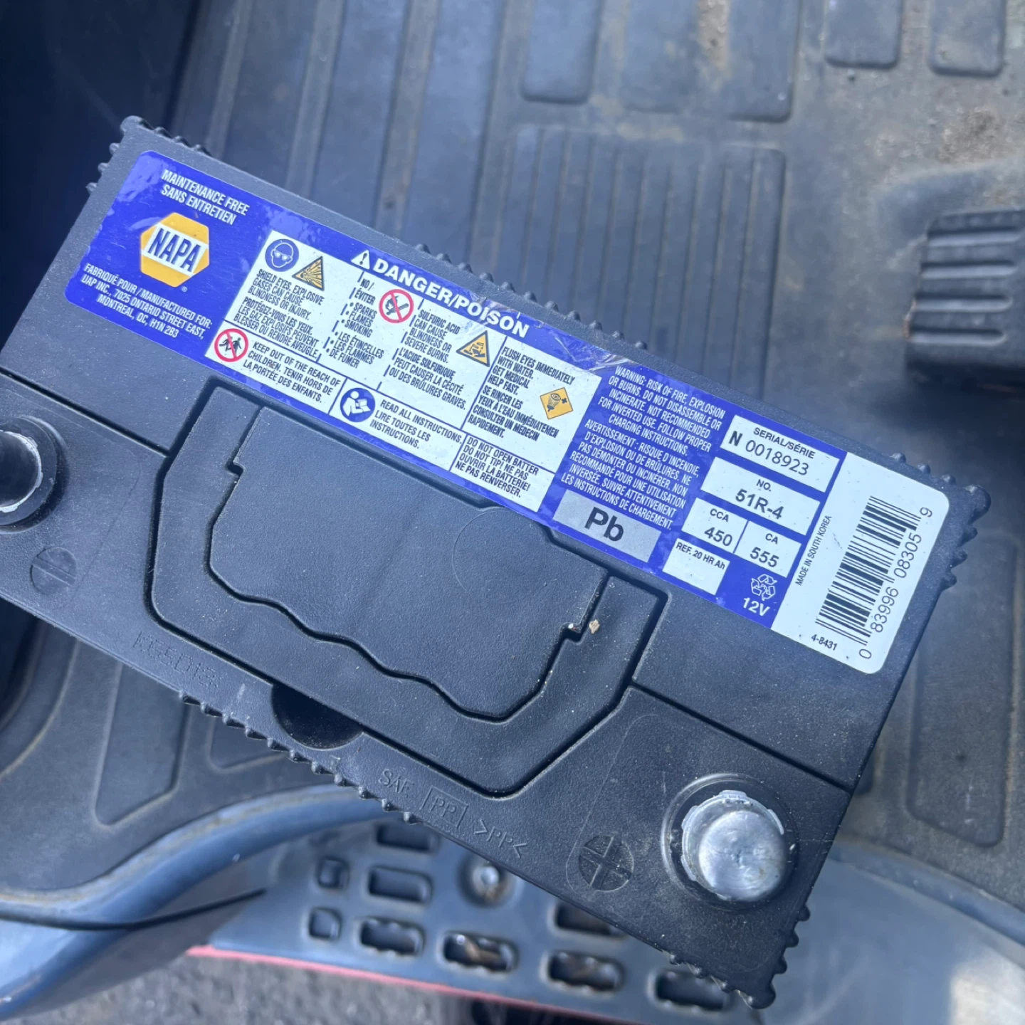 NAPA Proformer 51R-4 Car Battery vehicle like new - photo 2