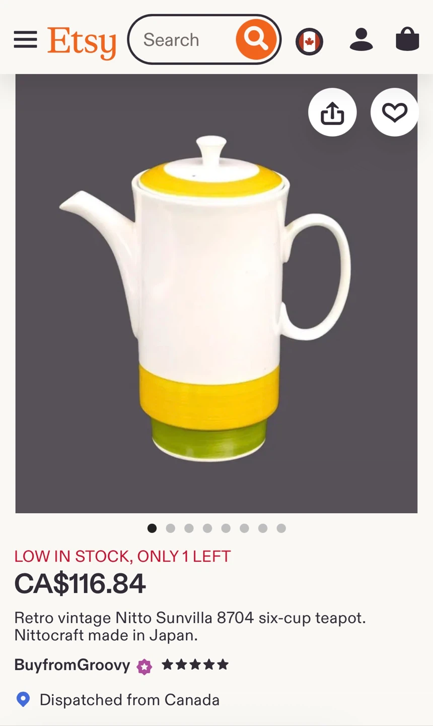 🇯🇵 1970s Nitto Sunvilla 8704 Six-Cup Teapot