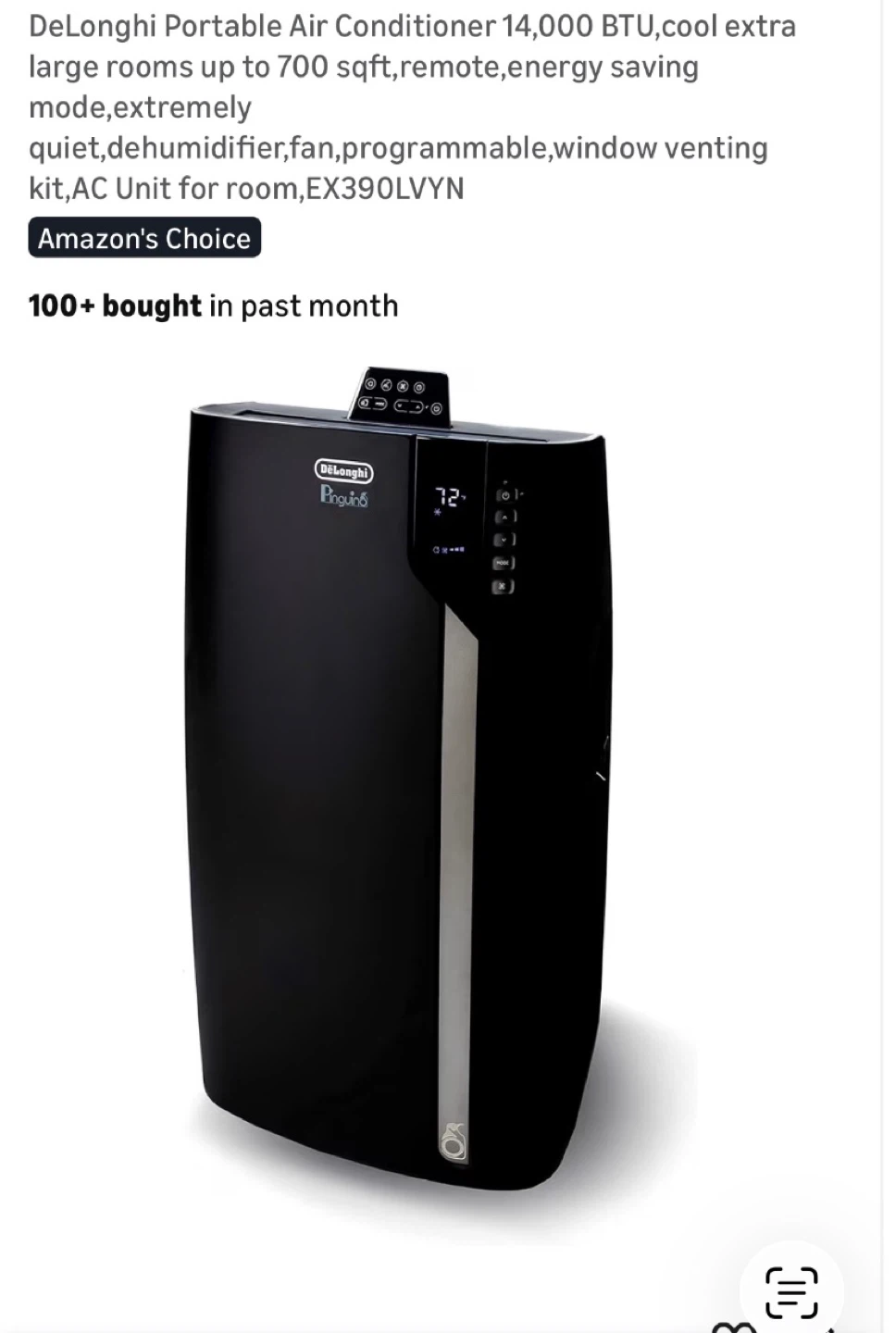 DeLonghi 14,000 BTU Portable Air Conditioner