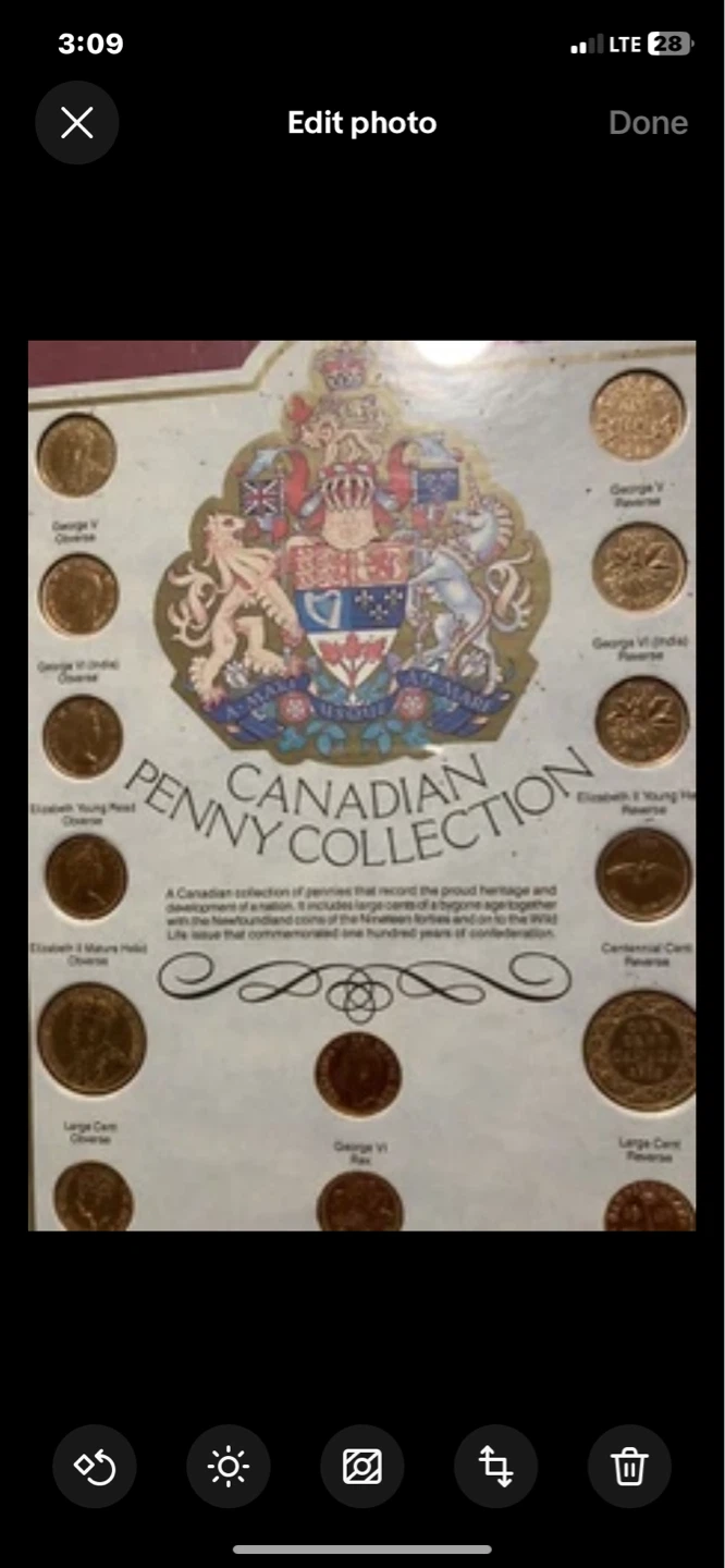 Framed Canadian Penny Collectn Display includes 2 large pennies - photo 4