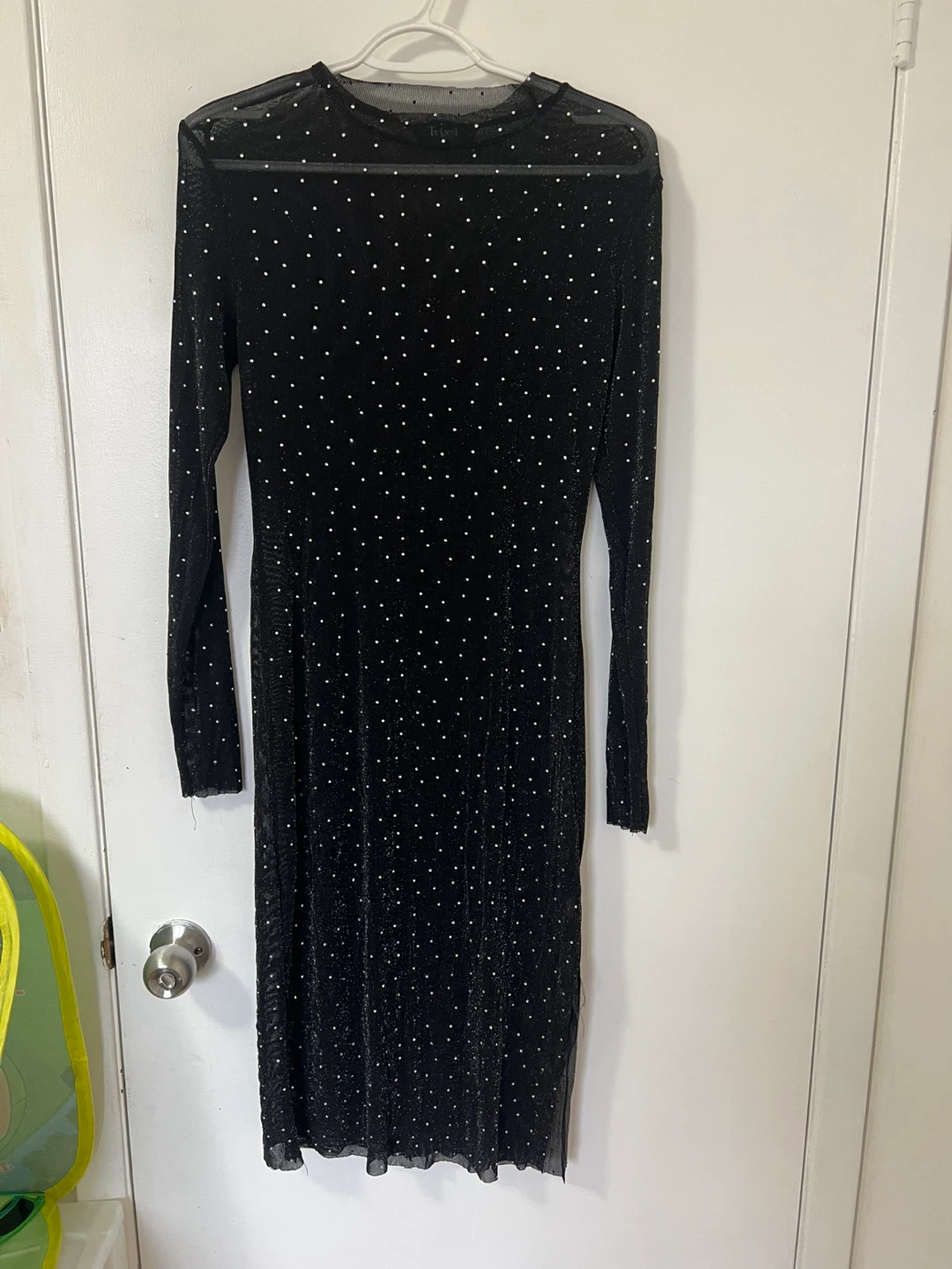 Trixxi Black Mesh Rhinestone Dress - photo 3