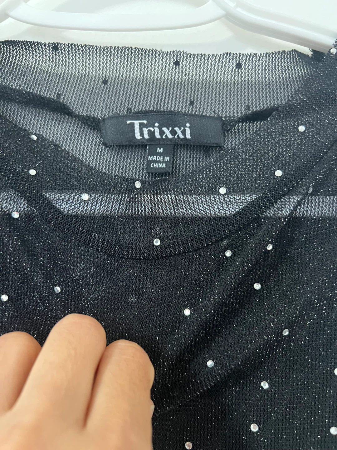 Trixxi Black Mesh Rhinestone Dress