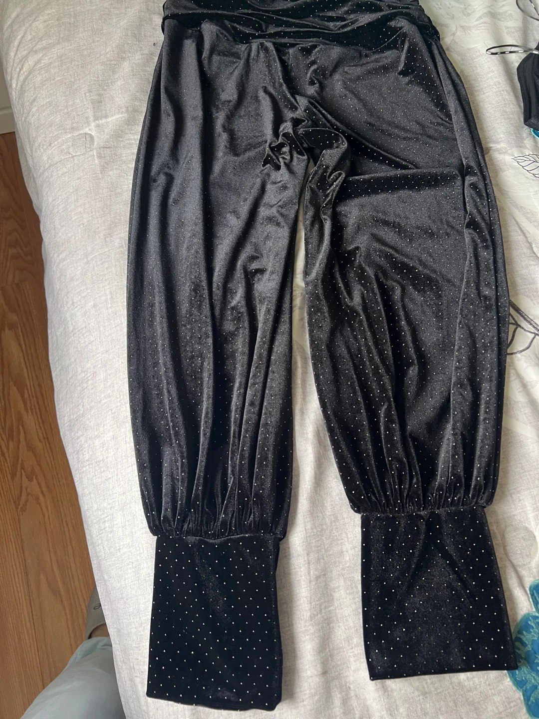 Black Velour Sparkle Pants - photo 2