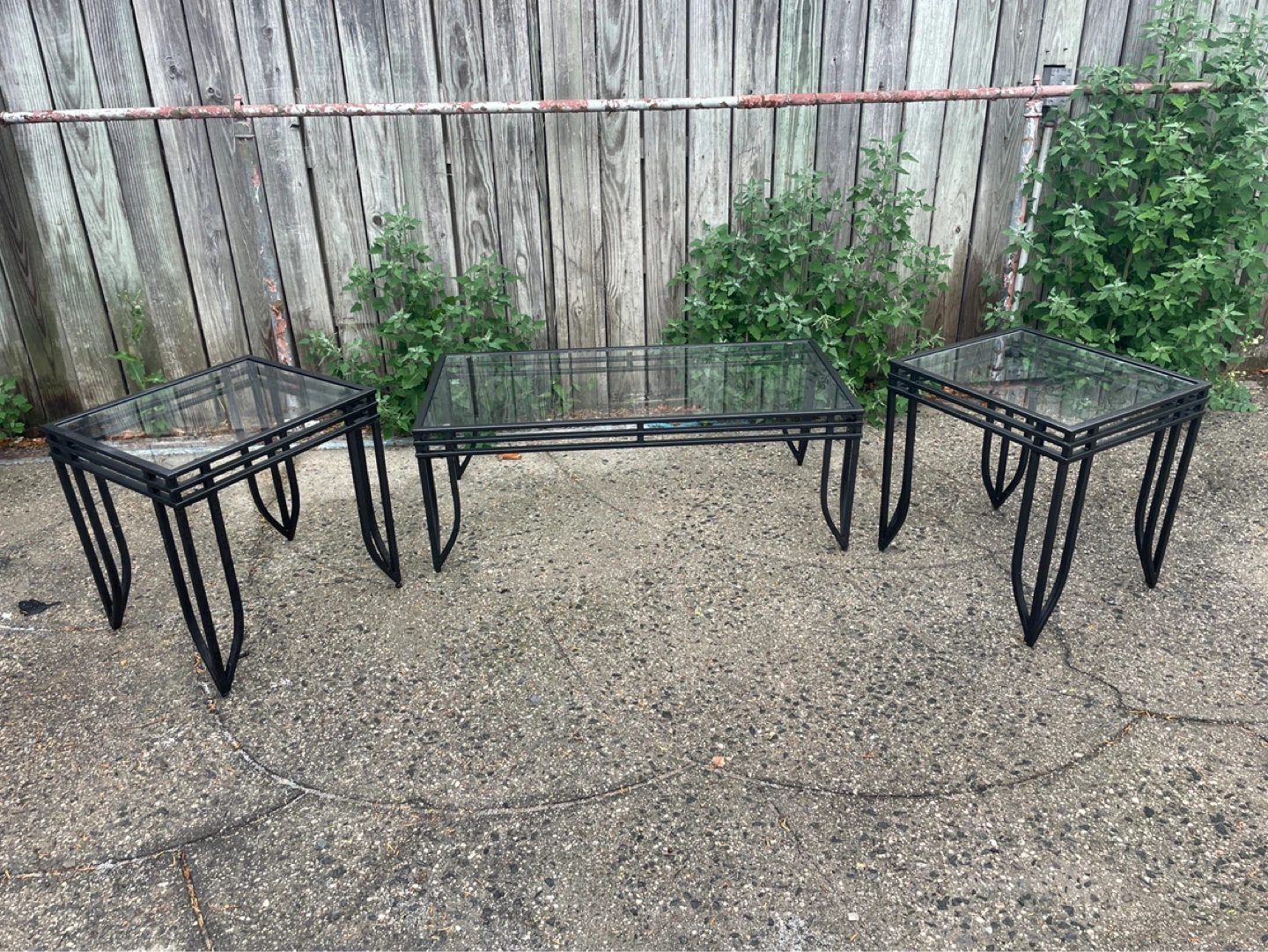 3-Piece Metal and Glass Coffee Table Set - photo 2