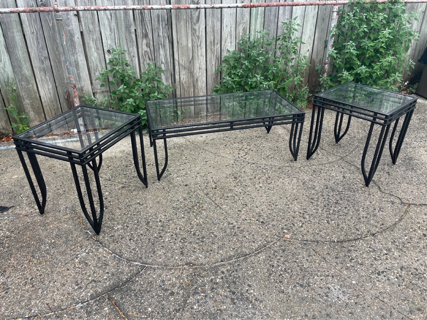 3-Piece Metal and Glass Coffee Table Set