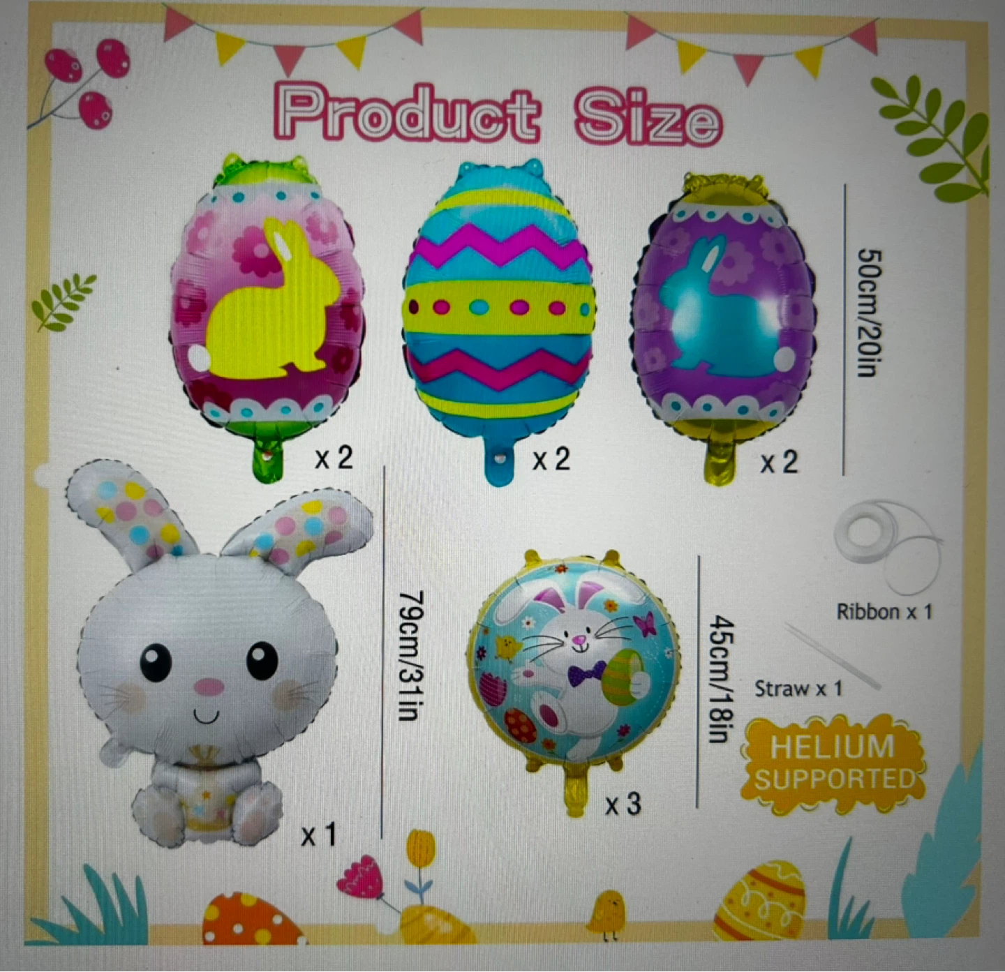 10 Pcs Easter Bunny & Egg Balloons - photo 3