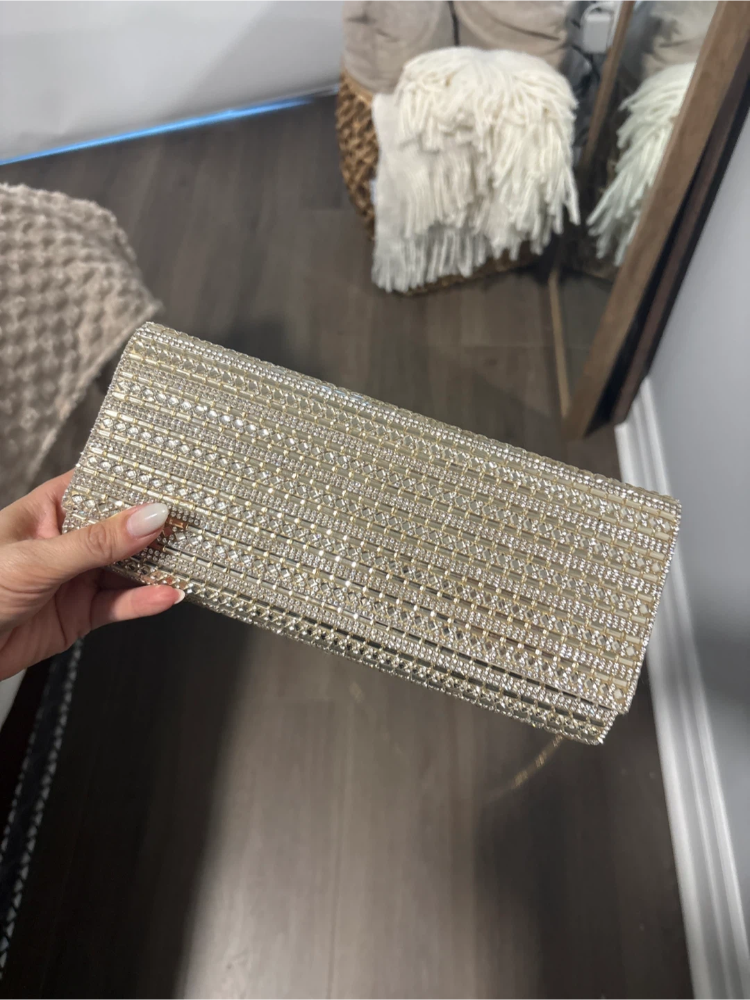 Embellished Clutch with Chain Strap