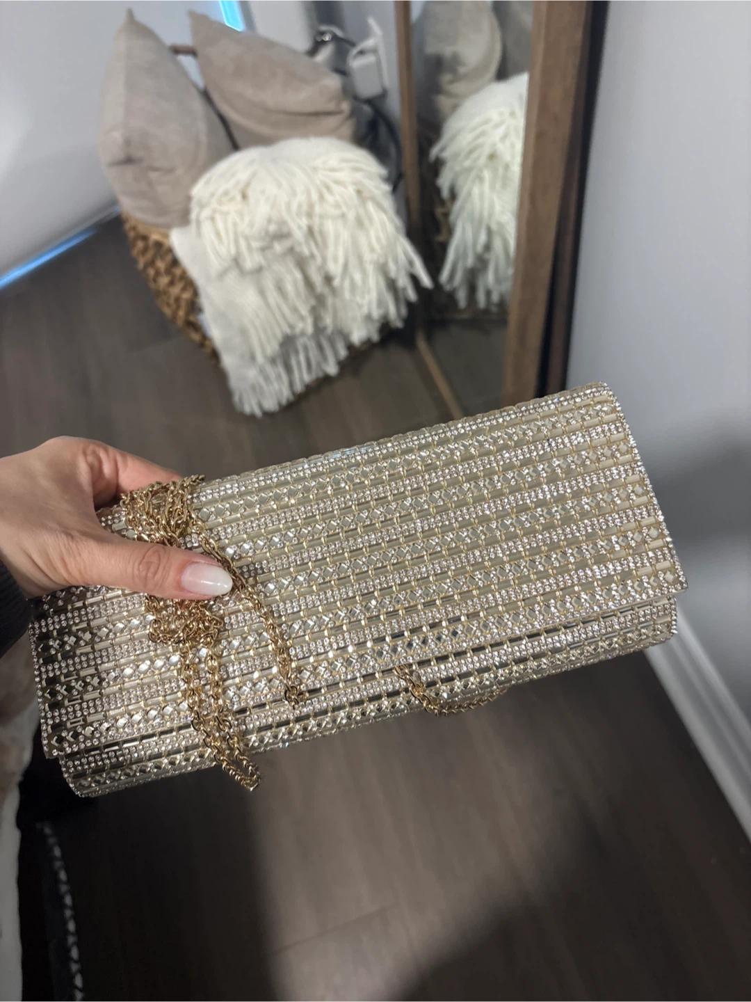 Embellished Clutch with Chain Strap - photo 4