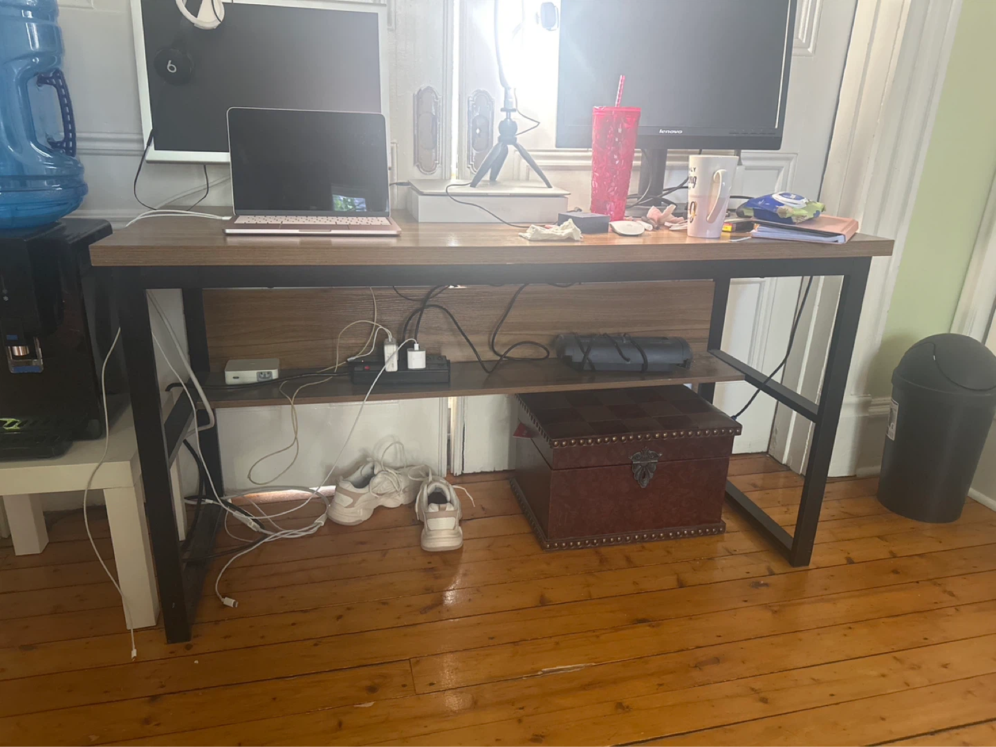 Wood Top Desk with Metal Frame
