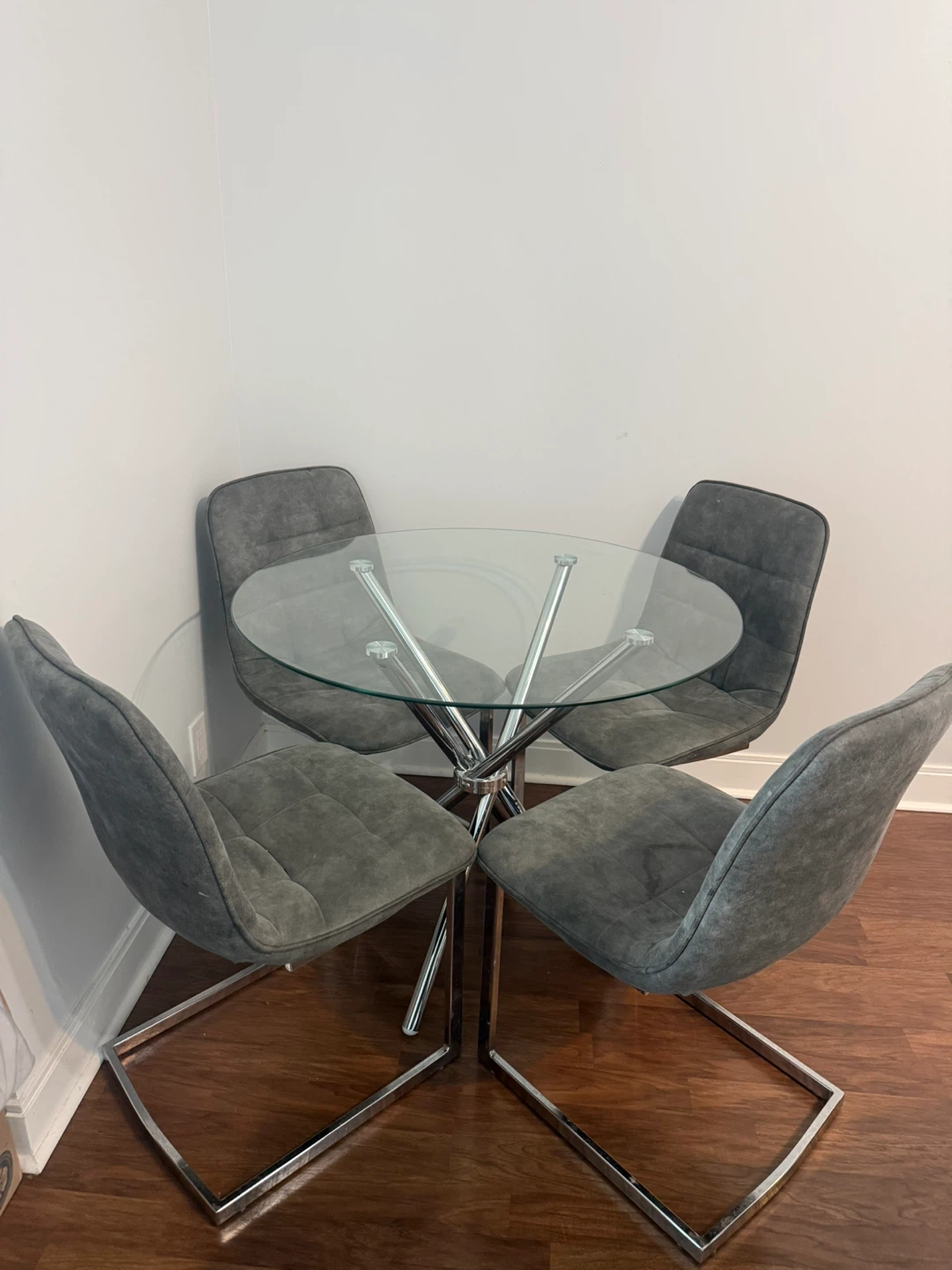 Glass Dining Table with 4 Chairs