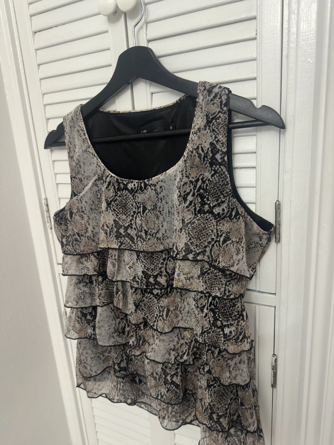 y2k Creation Snakeskin Ruffle Tank Top - Size M - photo 2