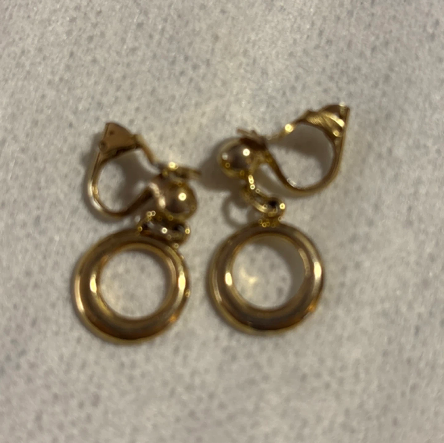 Vintage Gold Tone Circle Drop Clip-On ⚽️ - photo 3