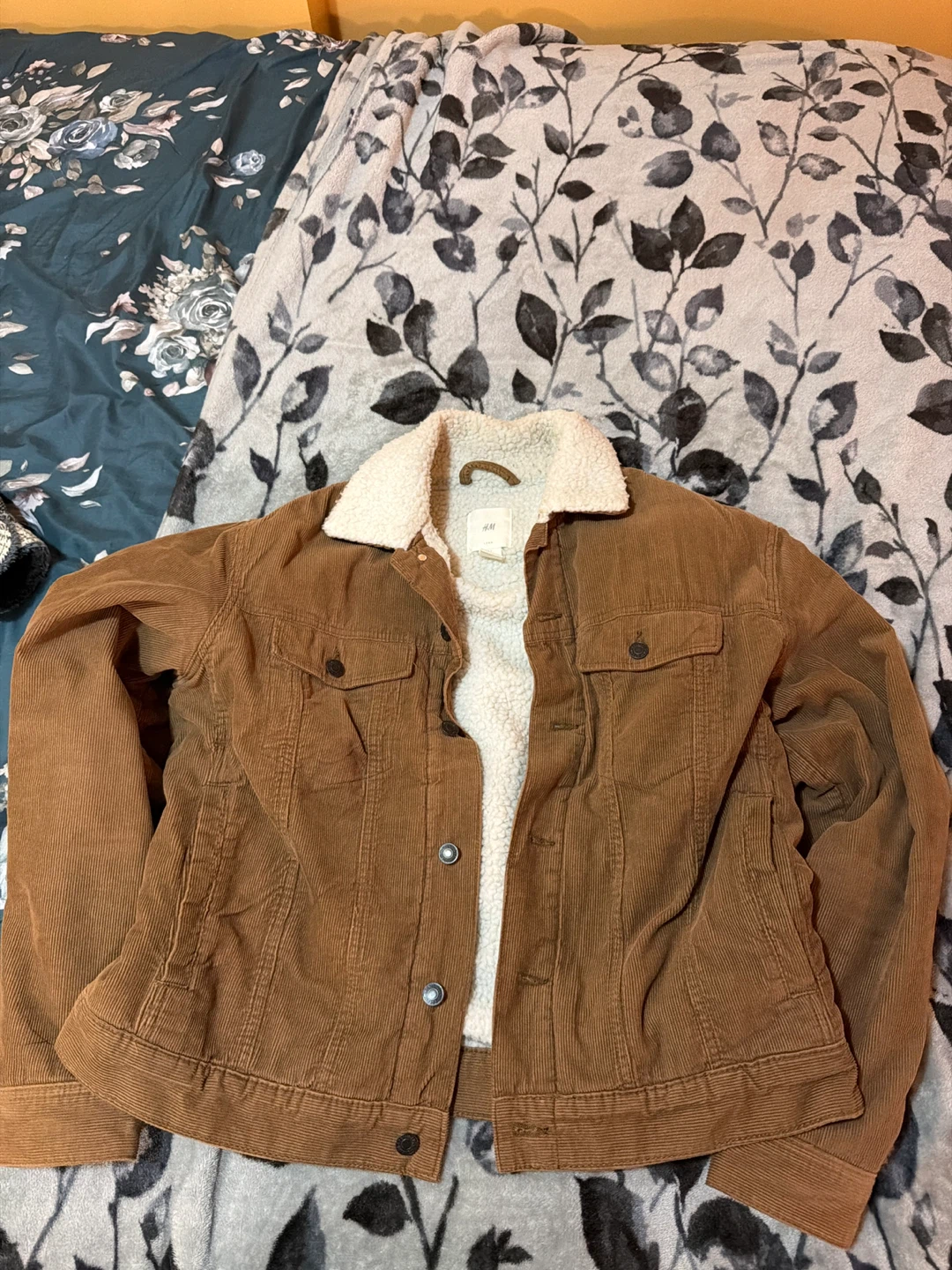 H&M Brown Corduroy Sherpa Lined Jacket