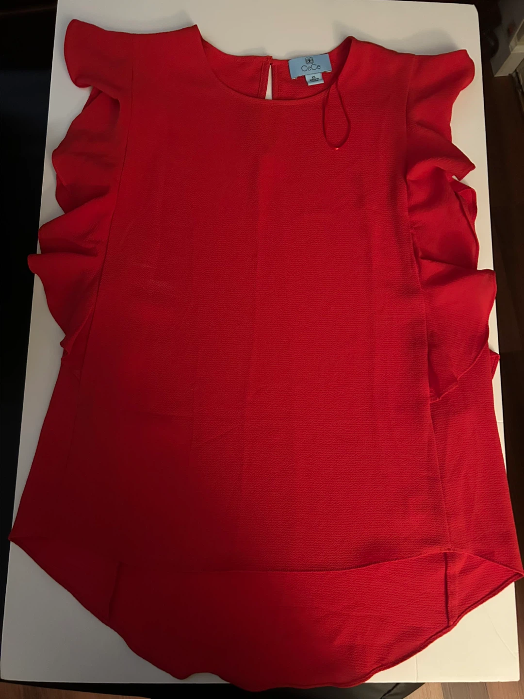 CeCe Red Ruffle Top Size Medium