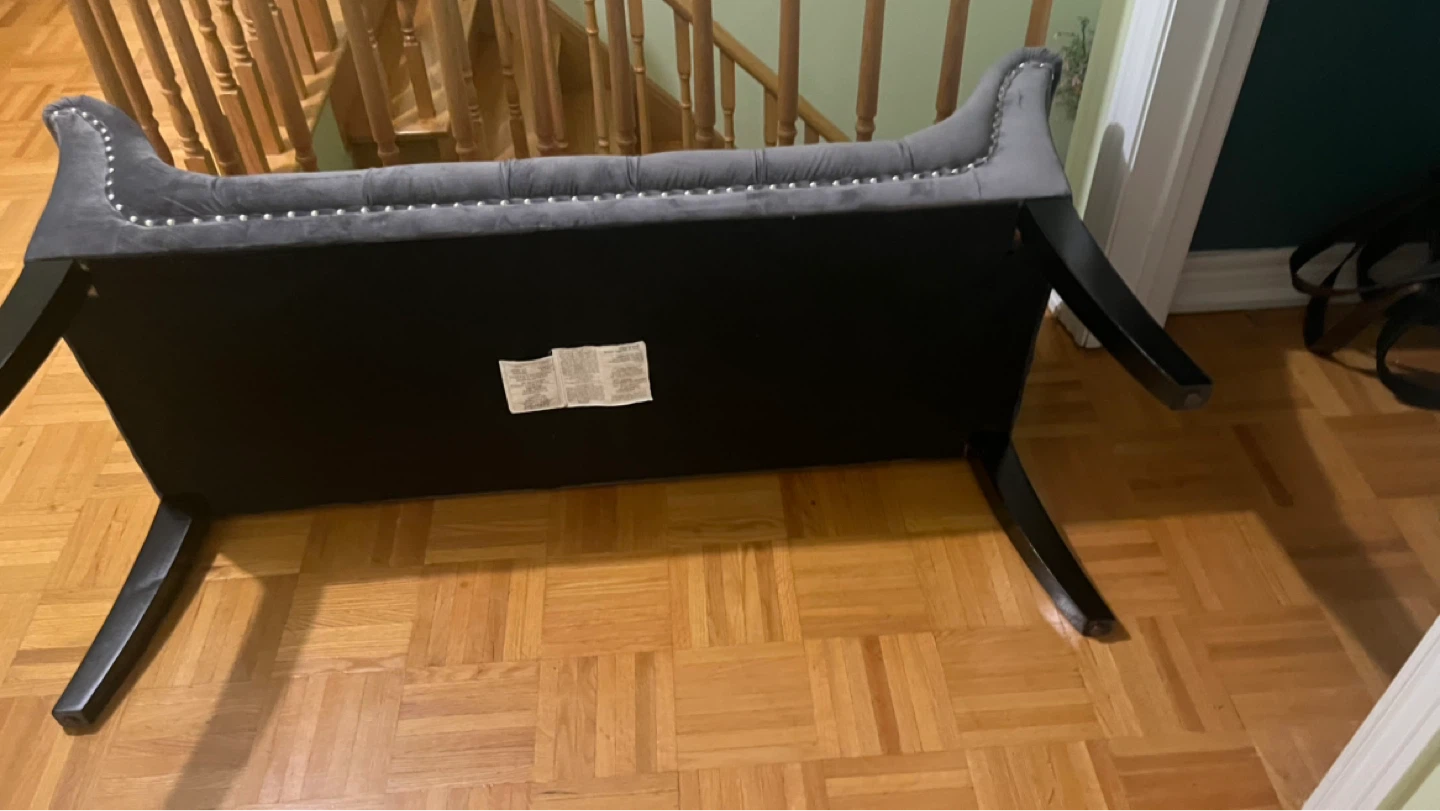 Grey Tufted Velvet Bench - photo 2