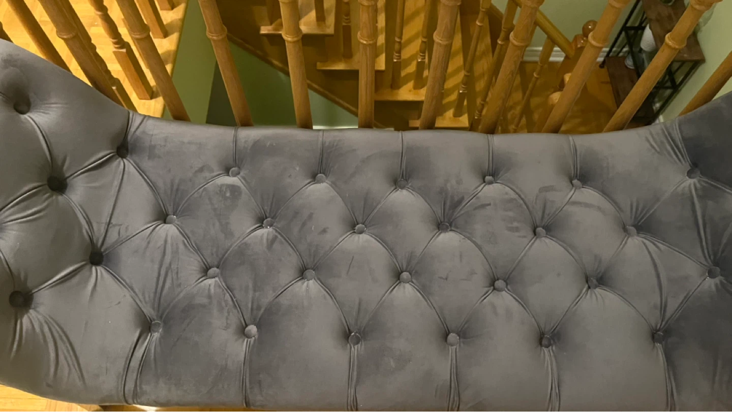 Grey Tufted Velvet Bench