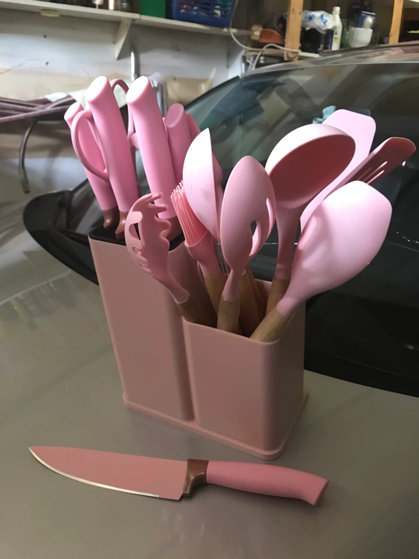 move out sale! pink kitchen utensils