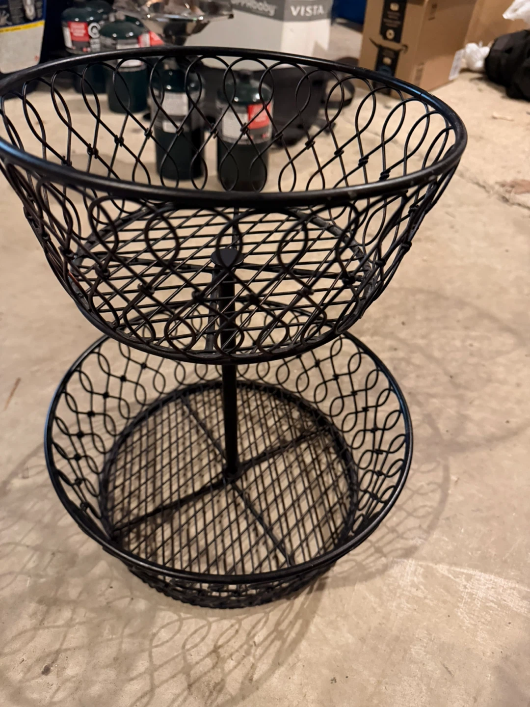 Black Two-Tier Wire Fruit Basket