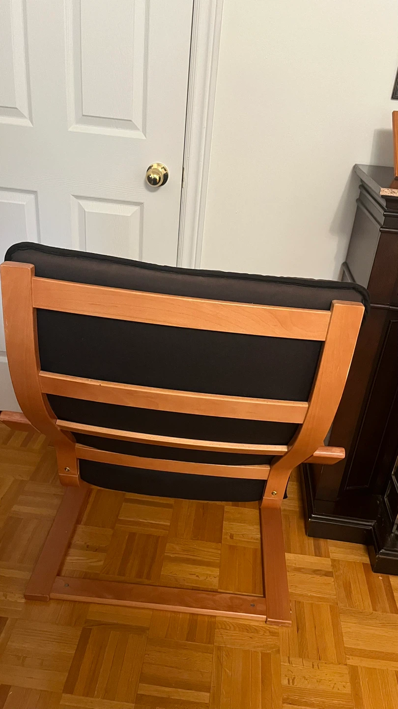 Wooden Lounge Chair with Black Cushions - photo 3