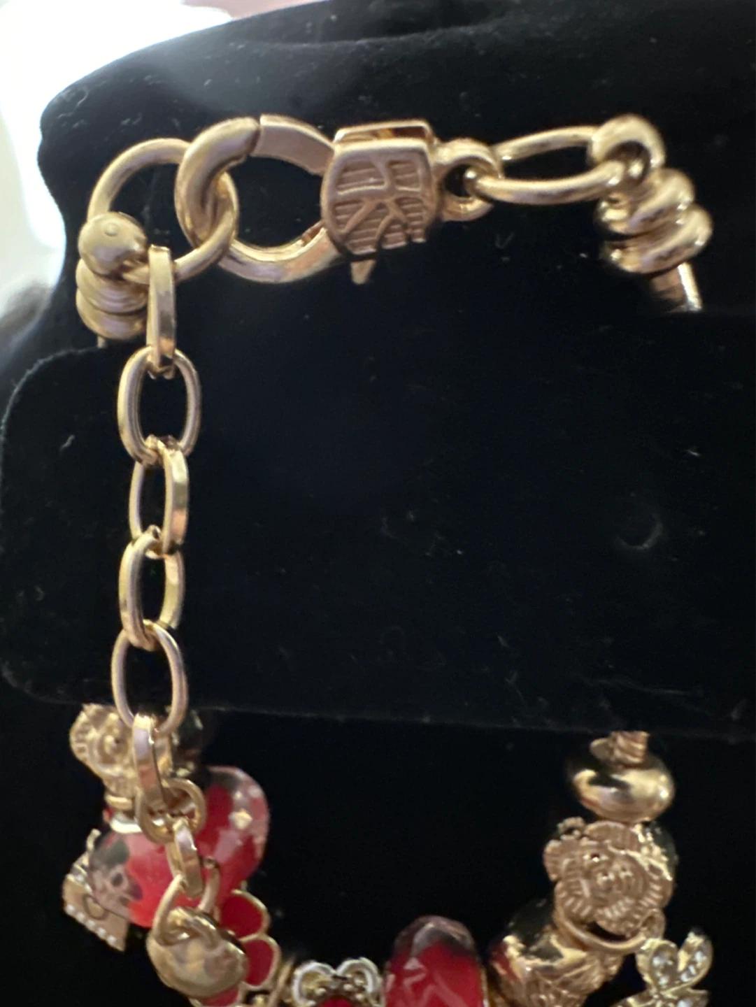 Charm Bracelet with Red Rose, Lips, and Nail Polish Charms - photo 4