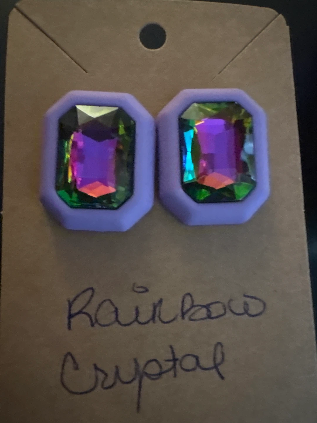 ⚽️ Purple "Rainbow Crystal" Stud Earrings - photo 5