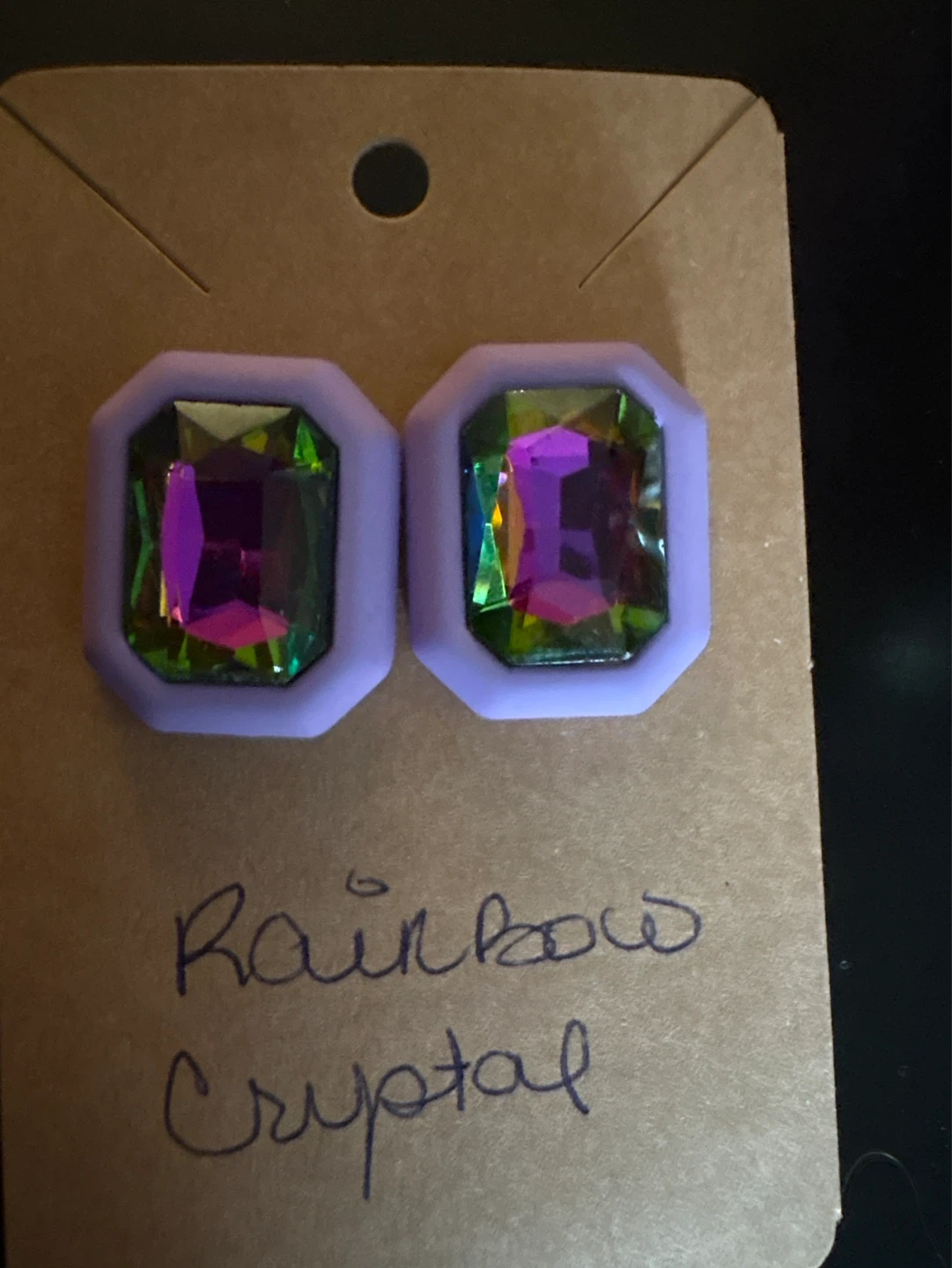 ⚽️ Purple "Rainbow Crystal" Stud Earrings