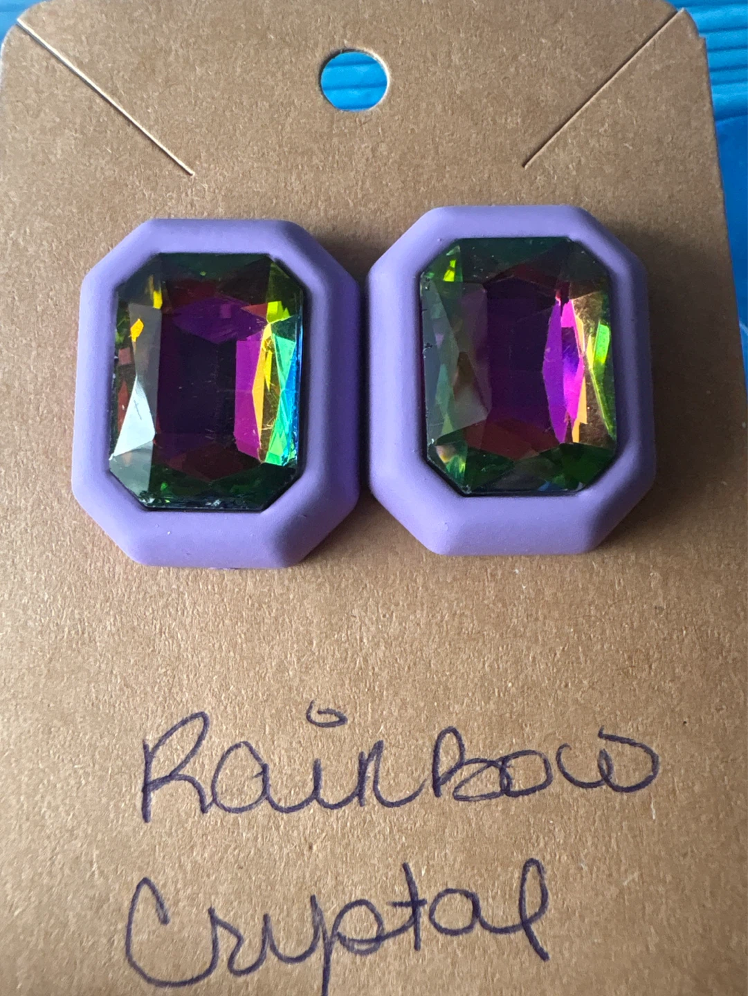 ⚽️ Purple "Rainbow Crystal" Stud Earrings - photo 4