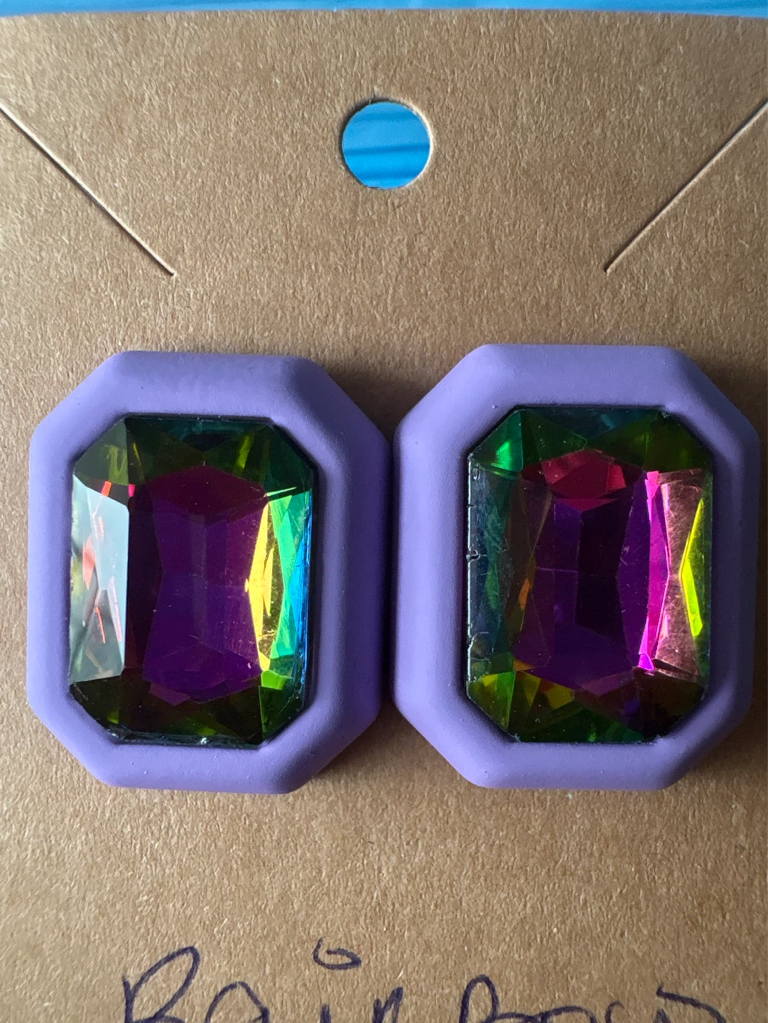 ⚽️ Purple "Rainbow Crystal" Stud Earrings - photo 3