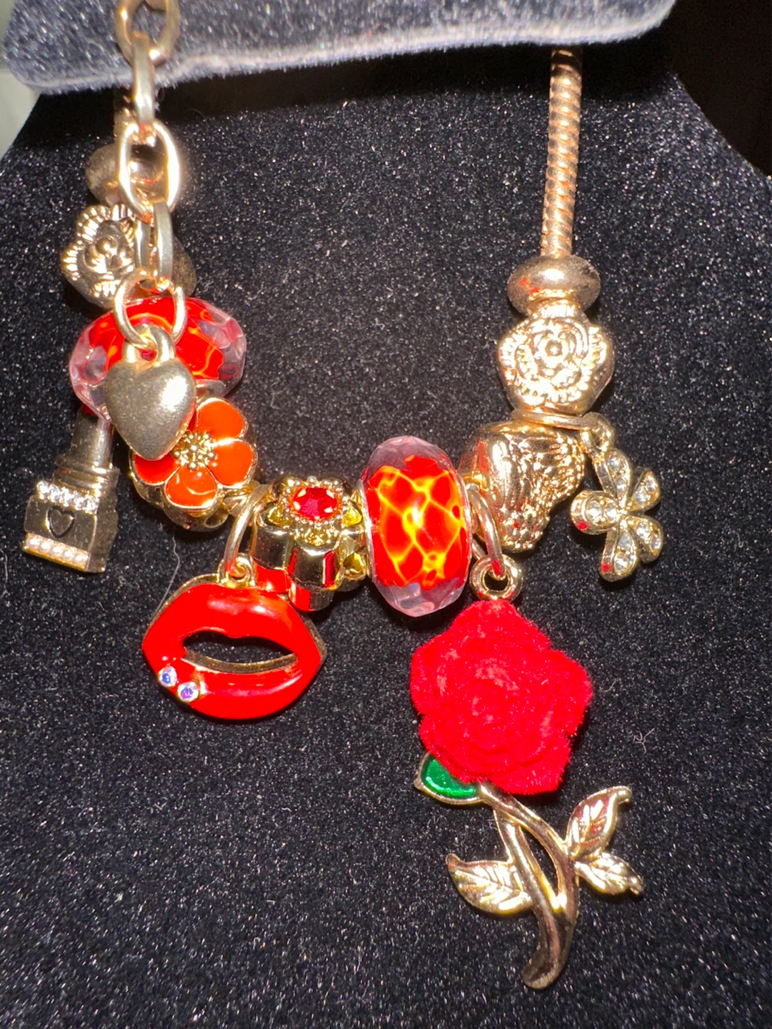 Gold Charm Bracelet with Red Accents - photo 3