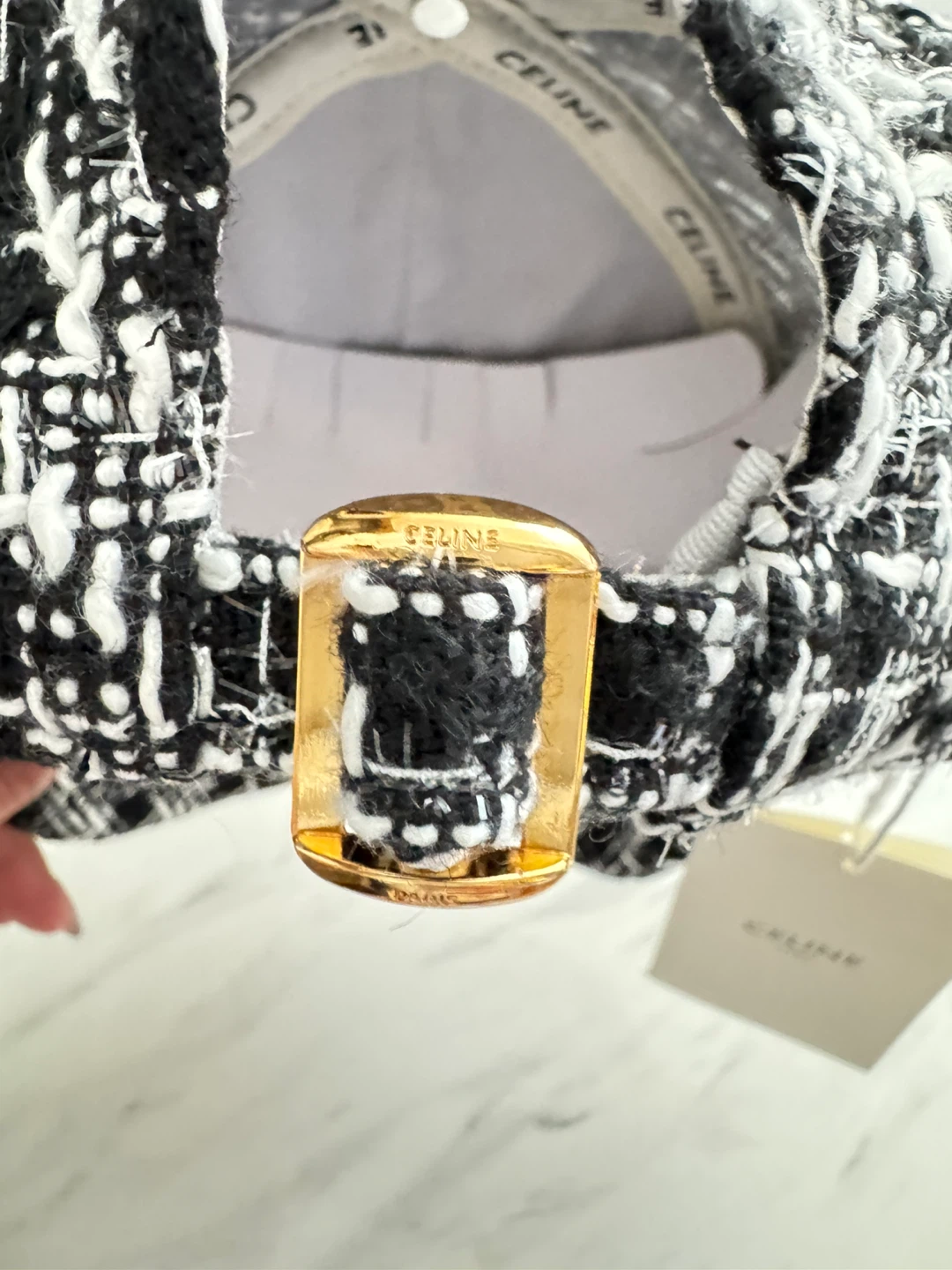 Inspired by Celine Black & White Tweed Baseball Cap - photo 4