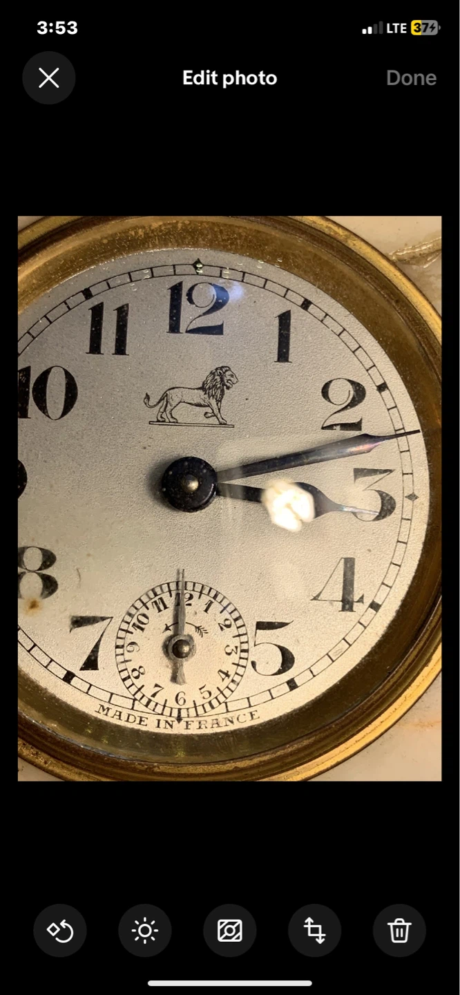 Antique French Mantel Clock white and brown Marble - photo 2