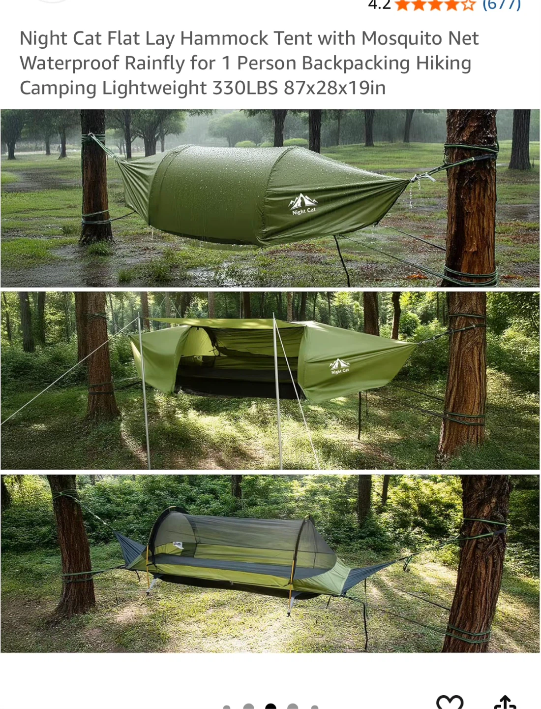 Night Cat Hammock Tent with Mosquito Net and Rainfly - photo 2
