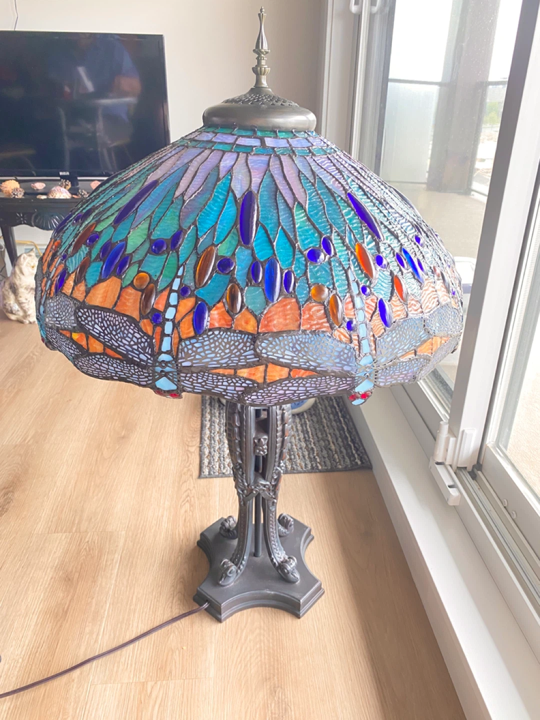 Tiffany Dragonfly stained glass Lamp - photo 5